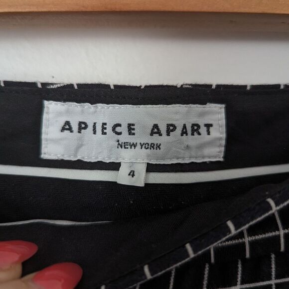 Apiece Apart black white cream windowpane checks print tapered work pant trouser - Picture 2 of 4